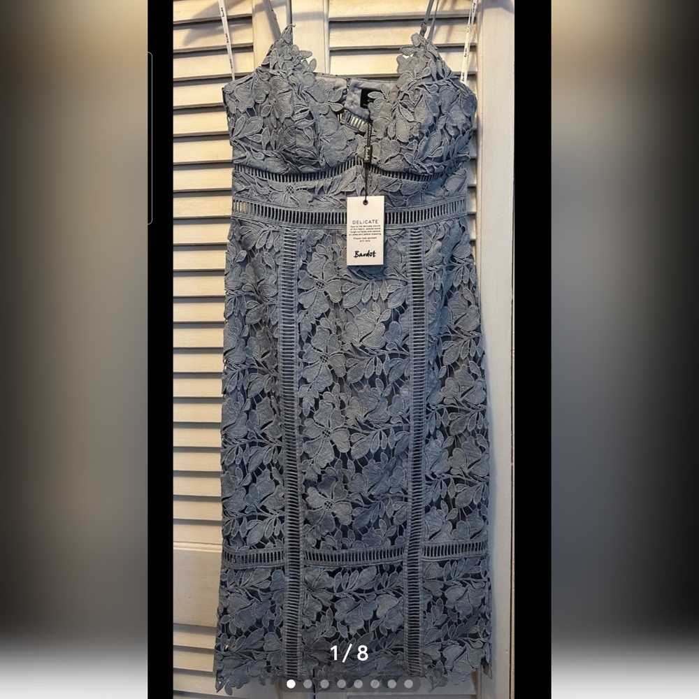 Bardot Blue Lace Mini Dress NWT